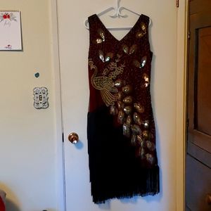 Babeyond 1920s Vintage Peacock Sequined Dress 2XL
